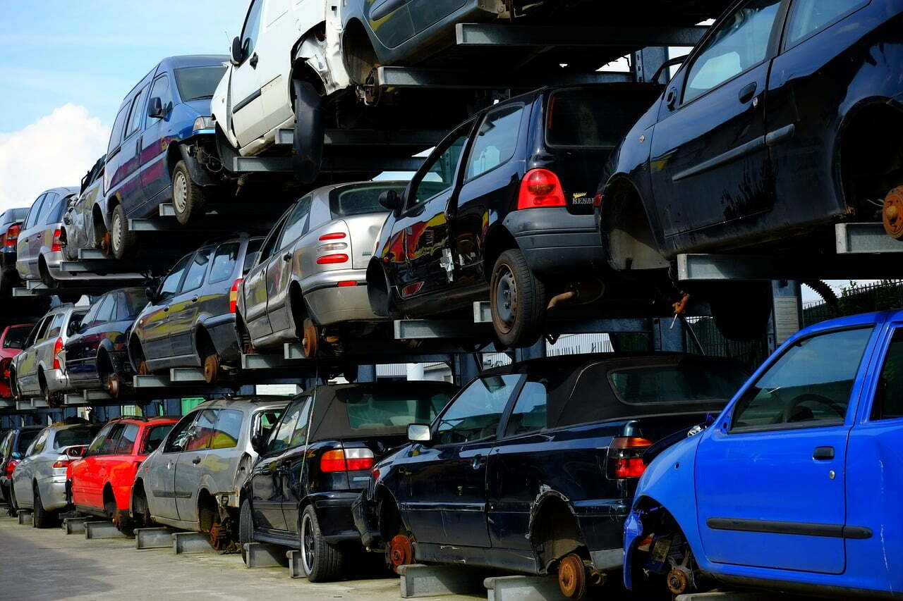 a large pile of cars