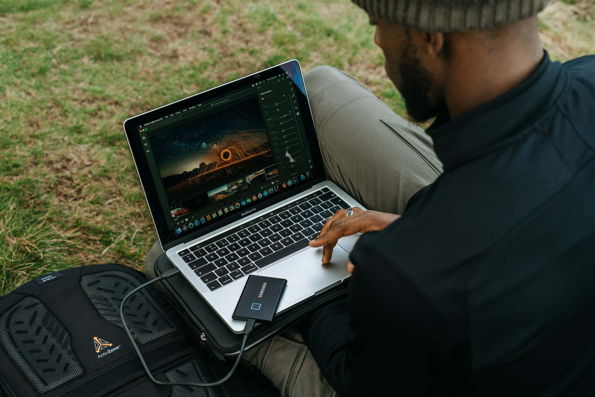 a man using a laptop