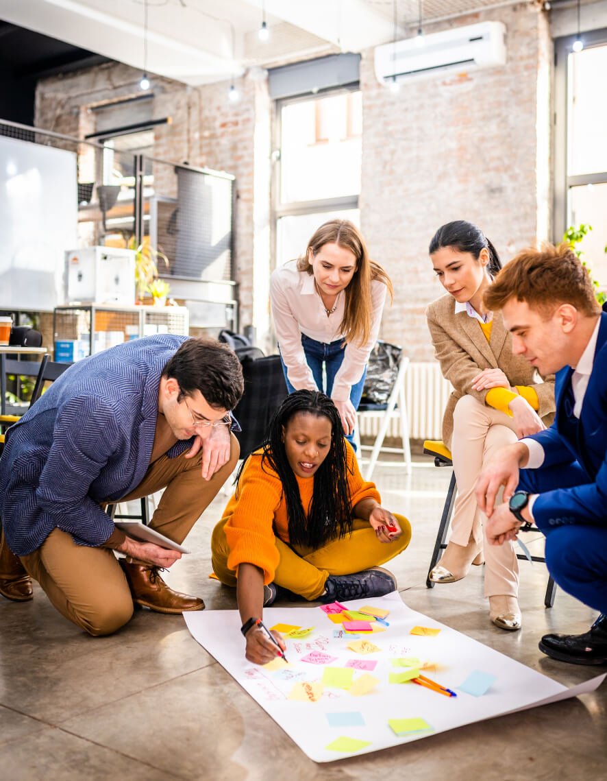 a group of people working on a project