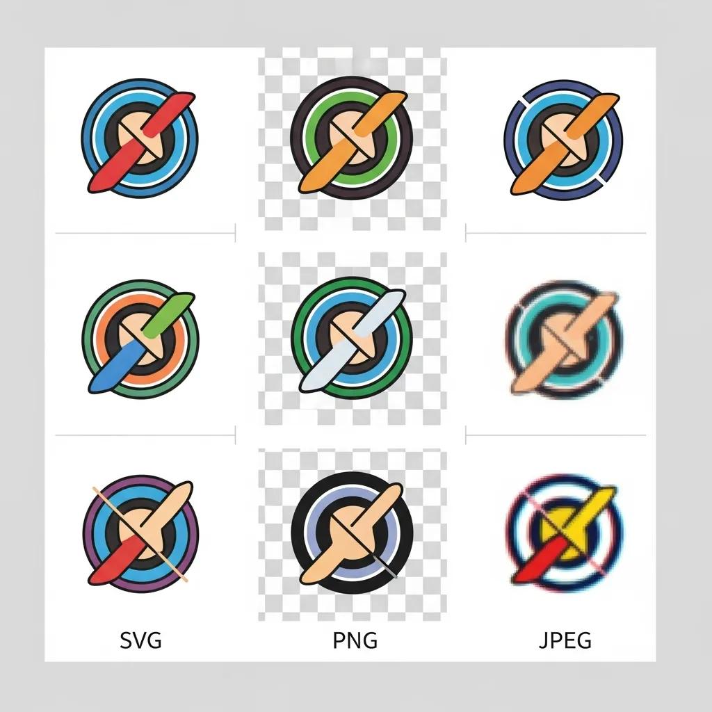 Visual comparison of SVG, PNG, and JPEG icon formats showcasing their distinct features and applications